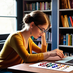 ** A person thoughtfully examining a colorful, multi-faceted gemstone. The gemstone represents their diverse skills, and they are carefully considering each facet. The background should be a cozy workspace with books and a laptop.
*Prompt:* Person examining a multifaceted gemstone representing skills in a cozy workspace.

**
