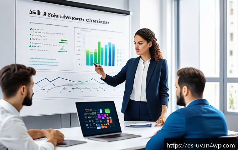 스킬 우선순위화의 전환 과정 - A modern professional workspace featuring a diverse group of young Spanish-speaking professionals co...